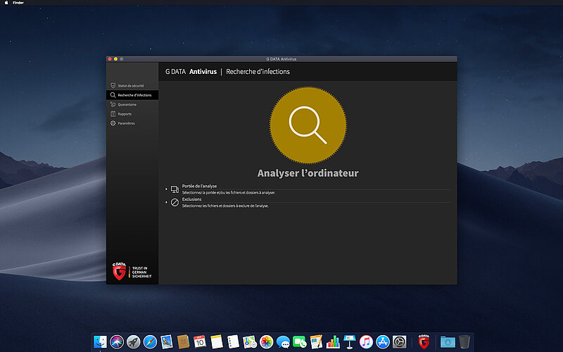 G DATA Antivirus Mac Analyser l'ordinateur