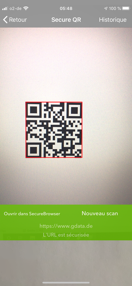 G DATA Mobile Security iOS: QR code scanner