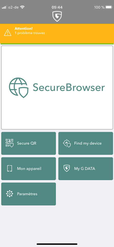 G DATA Mobile Security iOS: Homescreen