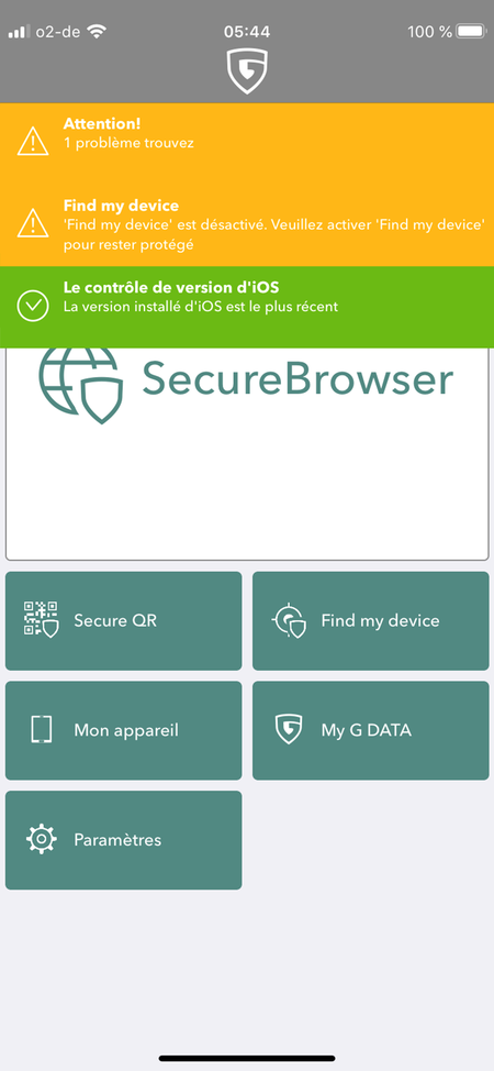 G DATA Mobile Security iOS: Notification